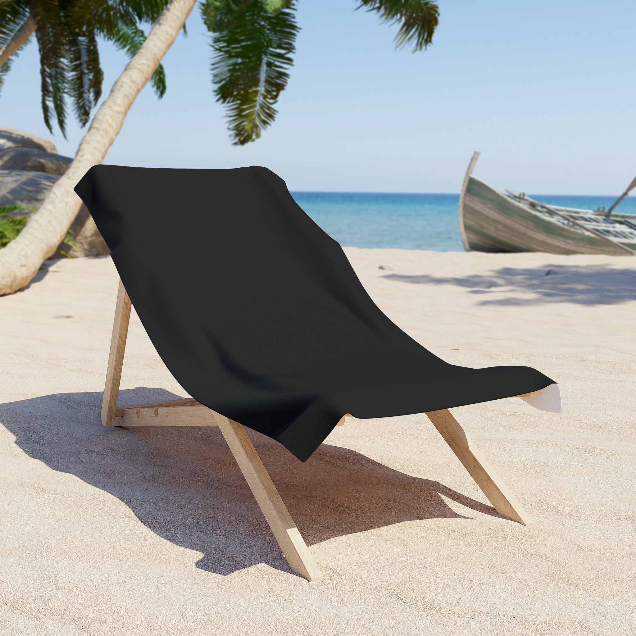 Elegant Black Beach Towel - Quick Dry Fabric for Sunbathing & Poolside Relaxation